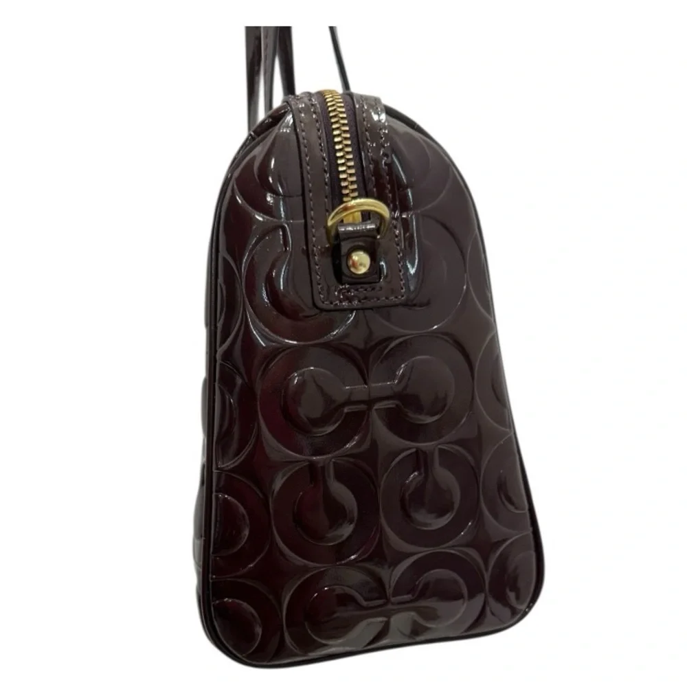 Coach Peyton OP Art Embossed Patent Leather Purple Satchel F26962 NWT $428